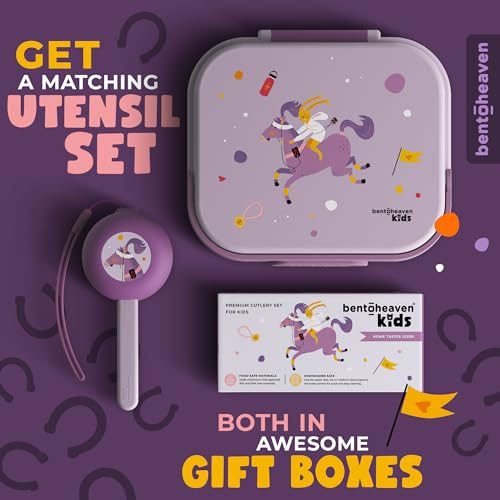 Bentoheaven Premium Bento Lunch Box for Kids, 9 Designs, Leak-proof 3-4 Compartments, Divider, Ideal size 30oz, Microwave/Dishwasher Safe Kids Bento Box (Loncheras Para Niños/Niñas)[Mauve] - color: Mauve