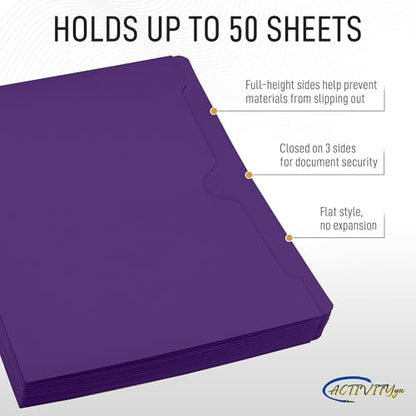 Purple File Jackets, Flat-No Expansion, Letter Size, Reinforced Straight-Cut Tab, 10 Pack - color: Purple