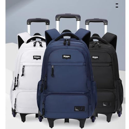 Rolling Backpack for Boys with Wheels Roller Backpack Wheeled School Bag for Teen Boys Blue - color: G 6 Wheels-blue, style: 6 Wheels