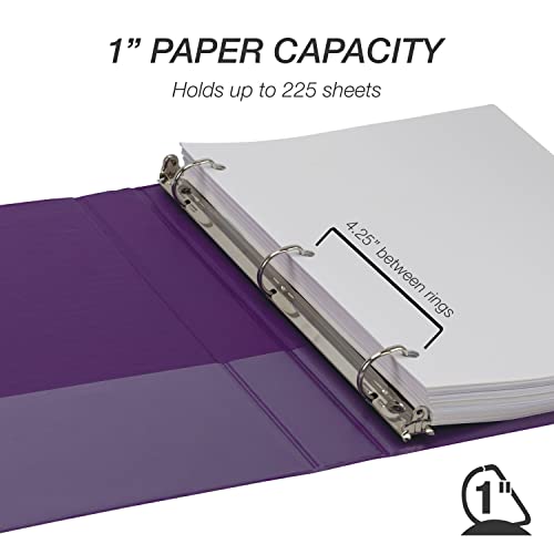 Samsill Durable 1 inch 3 Ring Binder, D Ring Binder, 100% Recycled Chipboard, Purple - color: Purple, size: 1 Pack, style: 1 Inch
