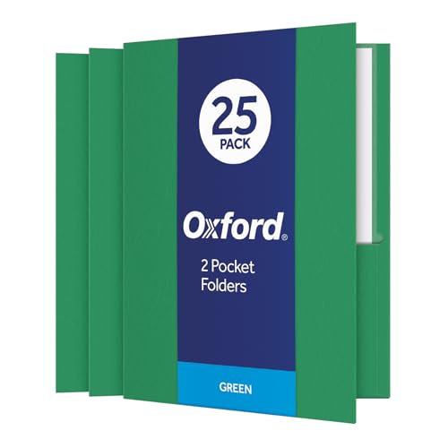 Oxford Two Pocket Folders, Textured Paper, Green, For School, Home, and Office, Letter Size, 25 Per Box (57503EE) - color: Green, size: 25 Count (Pack of 1)