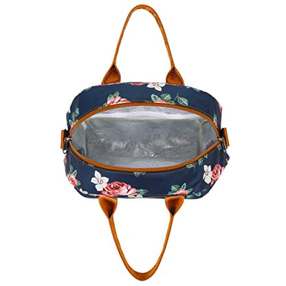 FlowFly Insulated Lunch Bag With Shoulder Strap for Women, Men, and Kids, Large and Reusable, Handle, Freezable Work and School Travel Tote and Meal Prep Organizer,Peony - color: Peony