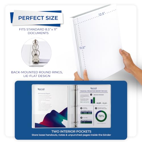 Samsill 0.5 Inch 3 Ring Binder, Economy Round Ring, Clear View Cover, 100 Sheet Capacity - for School, Home, Office - White, 6 Pack - color: White, size: 6-Pack, style: 0.5-Inch
