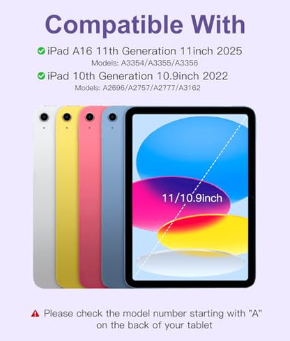 Hamile for iPad 11th 10th Generation Case with Keyboard - 7 Colors Backlit Wireless Detachable Folio Keyboard Cover with Pencil Holder for iPad 11-inch A16 2025 10th Gen 10.9 Inch 2022 (Purple) - color: Purple