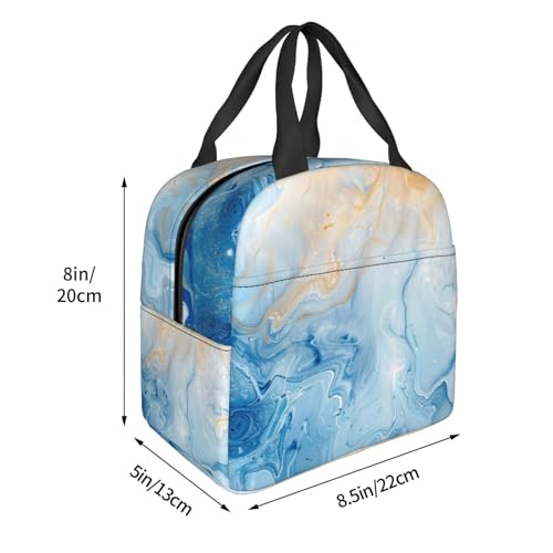 Lunch Bag Blue Marble Pastel Insulated Lunch Box Cooler Tote for Adults Student Boys Girls Women Men Work Office School Picnic Beach Reusable Lunchbox - color: B036
