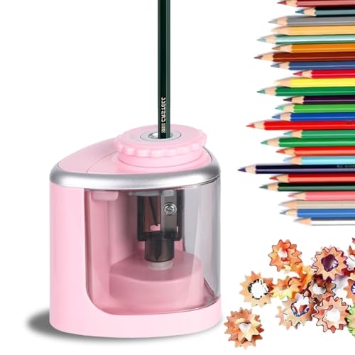1PCS Pencil Sharpener Battery Operated, Quick Sharpening, Suitable for NO.2/Color Pencils(6-9 mm) Portable Electric Pencil Sharpener(Pink) - color: Pink