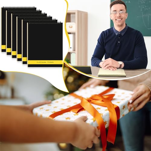 Resurhang 6 Pcs Legal Pad Top Spiral Bound Notebook 70 Sheets Double Sided College Ruled Paper Notepad Memo Steno Pad with Stiff Cover for Business College(8.5 x 11 Inches,No Holes,Yellow) - color: Yellow, size: 8.5 x 11 Inches, style: No Holes