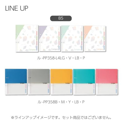 Kokuyo Campus Refillable Notebook, B5 Slim 2 Ring Binder Notebook with 5 Subject Dividers, 100 Sheets Capacity. Suitable for 26 Holes Loose Leaf Paper, Mineral Pistachio Green (Le-PP358-L4LG) - color: Pistachio Green, size: B5