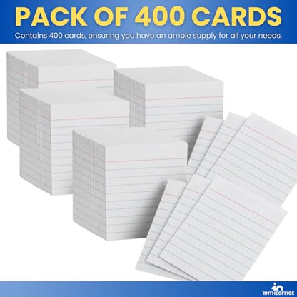 1InTheOffice Ruled Mini Index Cards 3 x 2.5, White Small Index Cards 2x3, 400/Pack - size: small