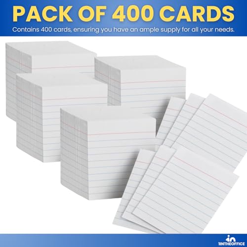 1InTheOffice Ruled Mini Index Cards 3 x 2.5, White Small Index Cards 2x3, 400/Pack (Pack of 2) - size: small (Pack of 2)
