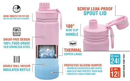 CHILLOUT LIFE 17oz Kids Insulated Stainless Steel Water Bottle with Leak Proof Spout Lid & 144 Stickers - color: Cotton Candy, style: 17 oz