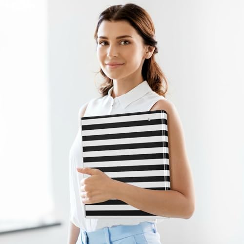 3 Ring Binder - 1.5 Inch Black and White Striped Binder Organizer with 2 Pockets for Home Office Supplies - color: Black and White Striped