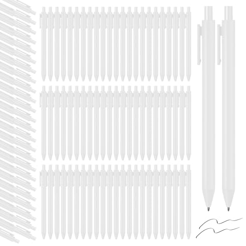 Fulmoon 50 Pcs Ballpoint Pens Bulk Retractable Comfortable Writing Pens Cute Christmas Supplies in Medium Point 1.0 mm for Teacher Office Home Baby Shower (White,Black Ink) - color: White, size: 1 Count (Pack of 50)