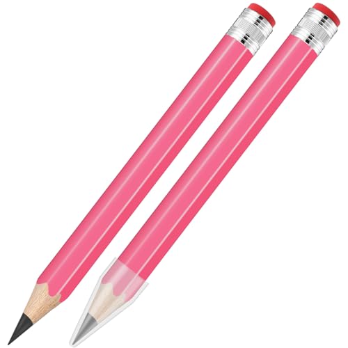 2 Pcs 13 inch Wooden Jumbo Pencils for Prop Giant Big Novelty Wood Pencil with Eraser for Fun Decor, School Projects, Party Favors, and Unique Gifts (Pink) - color: Pink, size: 1 Count (Pack of 2)