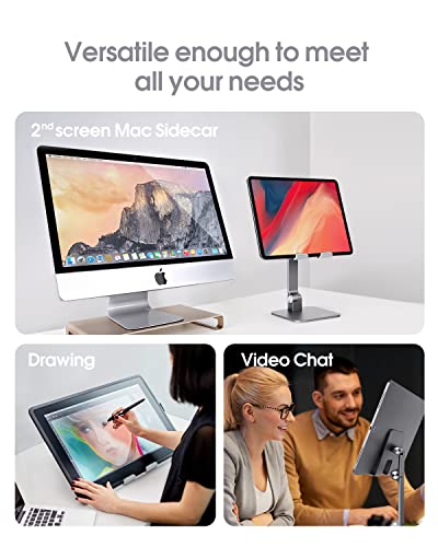 elitehood Aluminum iPad Stand, Adjustable iPad Holder for Desk, Desktop Tablet Stand Dock for Pro 13 12.9 11 Air Mini 4 5 and More 4-13 inches Tablets, Gray - color: Gray