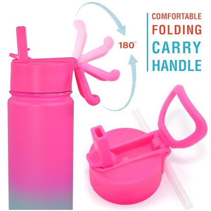 CHILLOUT LIFE 17oz Kids Insulated Stainless Steel Water Bottle with Leak Proof Straw Lid & 144 Stickers - color: Frozen Slushy, style: 17 oz
