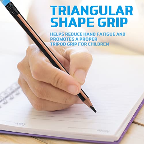 Seajan 48 Pcs 2b Jumbo Pencils, Big, Fat, Thick, Triangular Grip 7 Inch Large Pencils Refill with Eraser for Beginners Office Christmas Gifts(Black) - color: Black, style: 2B