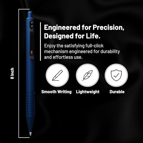 Everyman Midnight Super Matte Mini Twist Gel Pen | Compact Refillable 0.7mm Gel Pen with Twist Mechanism | Durable Metal EDC Writing Tool for Travel, Office, Work & Gifting - color: Midnight, style: Full Click