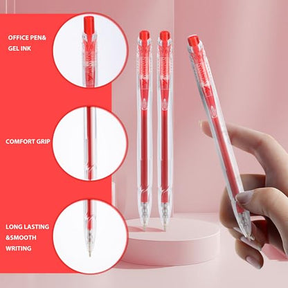 WY WENYUAN 12 Pack Red Gel Pens, 1.0mm Bold Point Smooth Writing Pens for Teachers & Students, Quick Dry Smudge-Free Ink Pens for Grading, Editing, Note Taking, Journaling & Office Marking - color: Red