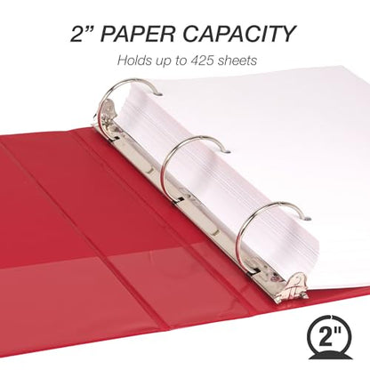 Samsill 2 Inch 3 Ring Binders, Economy Round Ring, Clear View Cover, 425 Sheet Capacity - for School, Home, Office - Red, 12 Pack - color: Red, size: 12-Pack, style: 2-Inch