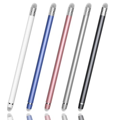 YITIAOXIOAYU 5 Pack Stylus Pen for Touchscreen,High Precision and Sensitive | 2-in1 Design Stylus Pen,Suitable for ipad/iPhone/Android Tablets,Compatible with Touch Screens Devices - color: Black/White/Silver/Blue/Rose Gold