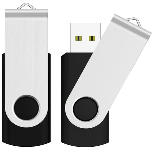 JUANWE 32GB USB 2.0 Flash Drive 2 Pack USB Thumb Drive Jump Drive Fold Storage Memory Stick Swivel Design, Black - color: 2 Pack, size: 32GB