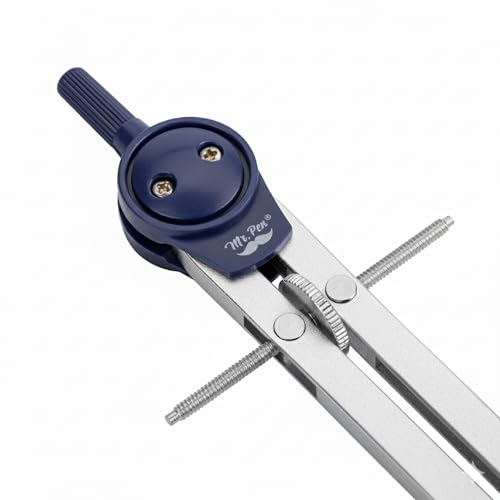 Mr. Pen- Metal Geometry Compass, Center-Wheel Design | Precision Drafting Compass with Pencil for School & Technical Drawing, Draws Circles up to 11 Inches Diameter - color: Silver