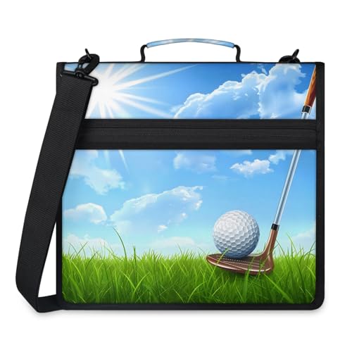 Sports Golf Ball Zipper Binder, 3-Ring Binder with Handle Shoulder Strap, Multiple Pockets & Storage Organizer Case - color: Multicolor 17