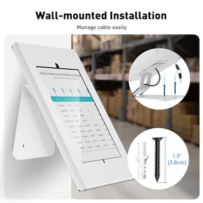 AboveTEK Anti-Theft Tablet Stand – iPad Locking & Security Stand, Countertop & Wall Mount POS Stand, 360° Swivel Kiosk Stand for iPad/iPad Air/iPad Pro – Ideal for Retail Business (White) - color: White