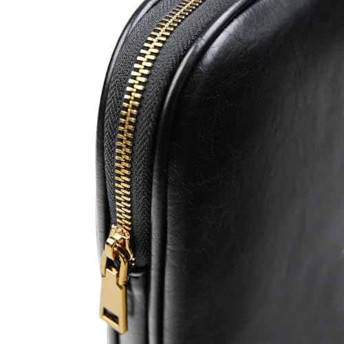 PU Leather Padded Laptop Sleeve Bag 13Inch Compatible with 2024 MacBook Air 13.6 A3113 M3 A2681,New MacBook Pro 13 M2 A2686 with Charger Pouch Color Black - color: Black, size: MacBook Air/Pro 13"