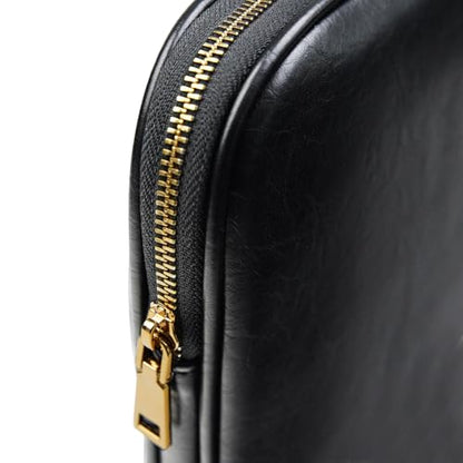 PU Leather Padded Laptop Sleeve Bag 13Inch Compatible with 2024 MacBook Air 13.6 A3113 M3 A2681,New MacBook Pro 13 M2 A2686 with Charger Pouch Color Black - color: Black, size: MacBook Air/Pro 13"