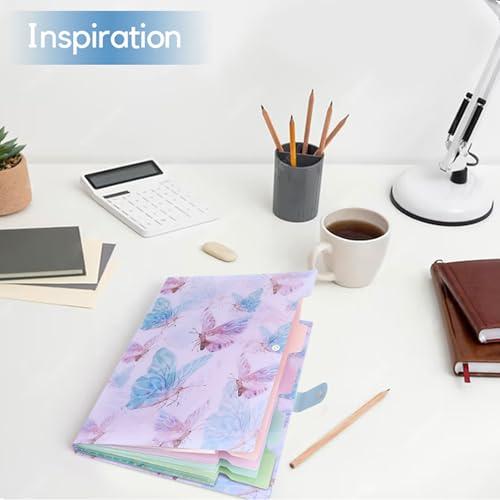 Folder Organizer Expanding File Folder Patternted - Accordion Document Organizer with 5 Pockets and Labels, Waterproof A4/Letter Size for School Office Home (Playful Butterflies) - style: Playful Butterflies