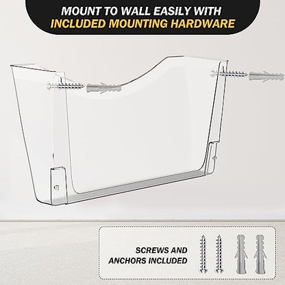 Kuntine.B 6 Pack Clear Single Pocket File Holder Hanging Wall Organizer, Wall Mount Mails Magazines Organizer for Office and Home
