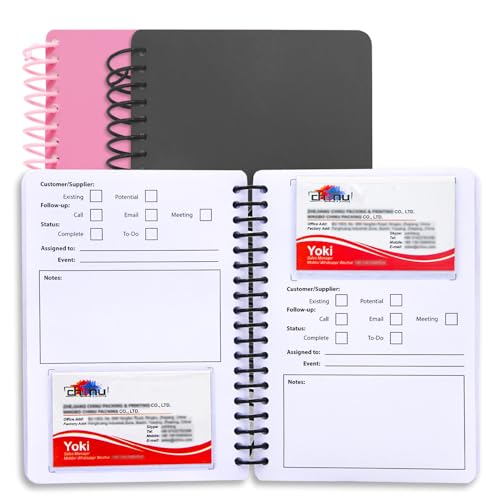 Business Card Organizer Card Holder Book, Portable Credit Card Organizer, Managing All Card Holder Notebook, Cards Holder Manage and Remind Important Matters of Card, Capacity: 58 Crads (Black + Pink) - color: Black + Pink