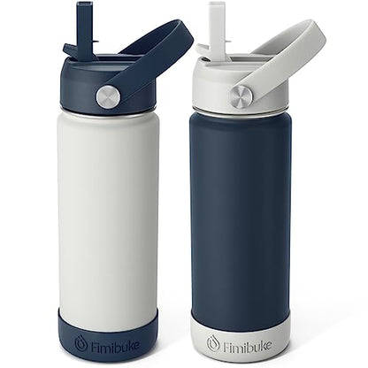 Fimibuke Kids Insulated Water Bottle, 18oz BPA FREE Kids Cups with Straw Double Wall Vacuum Tumbler 18/8 Stainless Steel Leak Proof Toddler Water Bottle for School Boys Girls (2 Pack, Coastal) - color: B9. Coastal