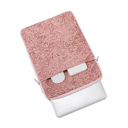 Kinmac 360° Protective Vertical Laptop Sleeve Case Cover Bag (Pink Flower PU, 12.5 inch-13.3 inch) - color: Pink Flower PU, size: 12.5 inch-13.3 inch