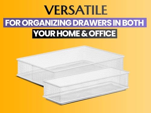 YBM HOME Silver Mesh Drawer Cabinet and or Shelf Organizer Bins, School Supply Holder Office Desktop Organizer Basket (1, 3x9x2 Inch) - size: 3x9x2 Inch