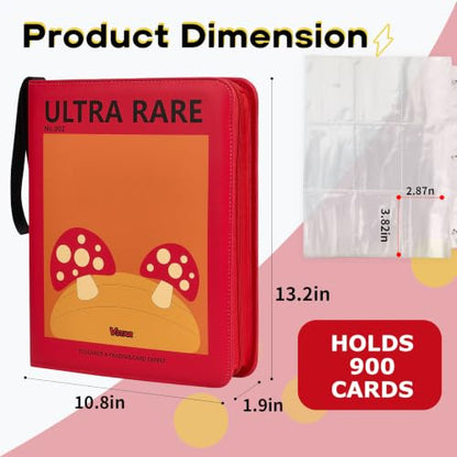 9-Pocket Trading Card Binder, PU Leather Zip Card Binder Album Holds 900 Cards for TCG, Sports Cards, Collectible Cards（CARTOON） - color: Cartoon2