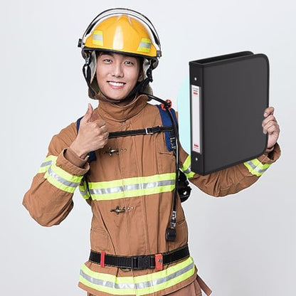 Fireproof 3 Ring Binder with Zipper, 1.5 Inch D Rings Hold up 375 Sheets of 8.5" x 11" (A4), Compatible with Clear Page Protectors, Built-in net and Pen Holder (2 Pcs, Black, 1.5") - color: Black, size: 1.5", style: 2 Pcs