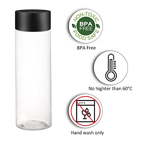 zmybcpack 24 Pack 12 OZ (350 ml) Clear PET Plastic Juice Bottles With Caps- - Plastic Smoothie Bottles-Reusable Bulk Beverage Containers with Lids For Juice, Milk and Other Beverage - size: 12 OZ 24 pack (lids)