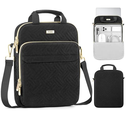 MoKo 15-inch Puffer Laptop Sleeve Bag for MacBook Air 15" / Pro 14" M5/M4/M3/M2 2026-2023, Galaxy Tab S10 FE Ultra 14.8" 2025, Puffy Laptop Carrying Case with Handle & Shoulder Strap, Black - color: Black, size: 15.6 Inch