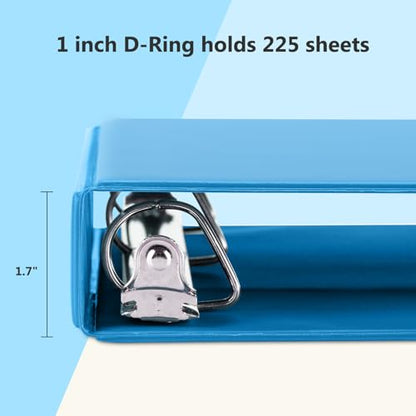 ViVin Sturdy 1 Inch D Ring Binders, 3 Ring Binders with 2 Pockets, Hold 225 Sheets of US Letter Size Paper for Office,Home,School, 6 Pack (Light Blue) - color: Light Blue, size: 1 Inch
