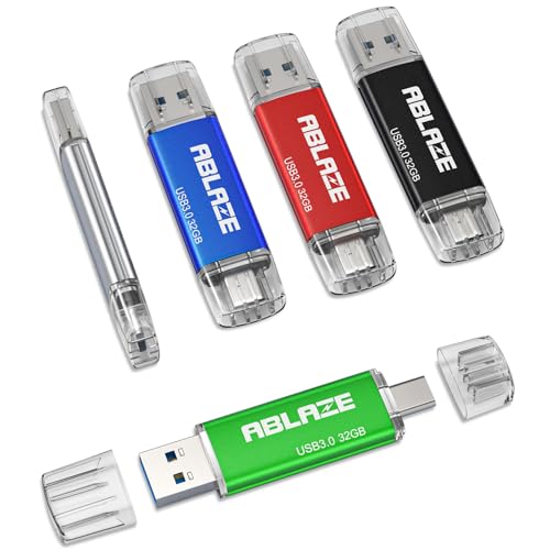 ABLAZE Type C Flash Drive 32GB 5 Pack, Dual USB 3.0+USB C Flash Drive Compatible with iPhone 16/15, Android Smartphone, Computer,Tablet Mac Laptop (5 Pack) - color: 5 Pack, size: 32GB