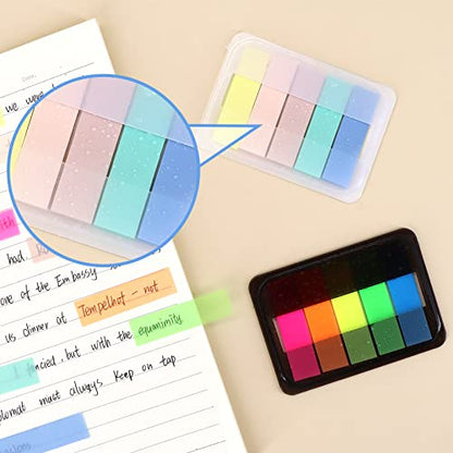 600 Pieces Sticky Index Tabs Page Flags, ALOTCHE Transparent Sticky Notes with Box Book Sticky Tabs for Annotating Books Page Marks Bookmarks Classify File - style: Sticky Tabs 600 Sheets