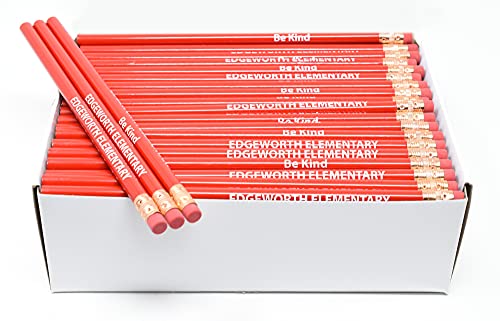 Pencil Guy Promotional Personalized Imprinted Red Round Pencils | 144 to a box, 19 color(s) to choose from - color: Red, size: 1 Count (Pack of 144)