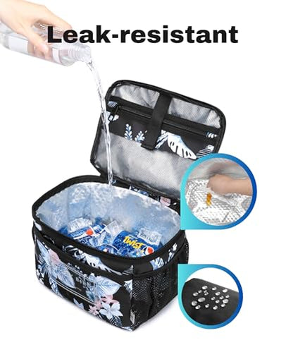 SUNNY BIRD Insulated Lunch Bag with Foldable and Leakproof Design, Thermally Insulated, Shoulder Strap for Women, Men and Teen (Hibiscus) - color: Hibiscus