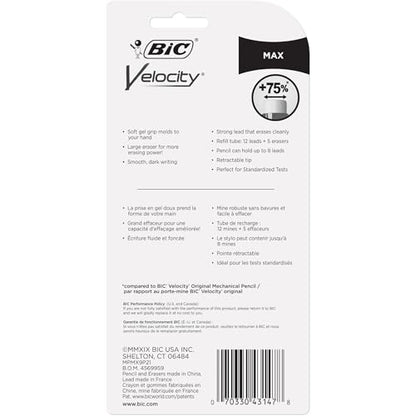 BIC Velocity Max Mechanical Pencil, Thick Point (0.9mm), 2-Count (Pack of 2) - size: 2 Count (Pack of 2), style: Thick Point