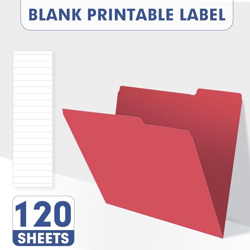 File Folder, PANDRI 120 Pack File Folder, 1/3 Cut Tab, Letter Size, Filing Folder for Office School Business, Red - color: Red