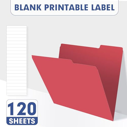 File Folder, PANDRI 120 Pack File Folder, 1/3 Cut Tab, Letter Size, Filing Folder for Office School Business, Red - color: Red