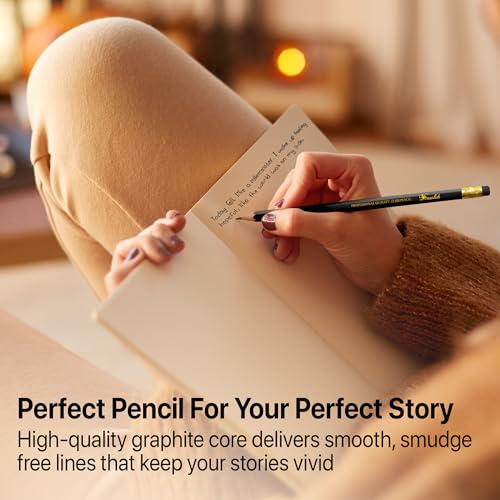 Drawlish Pre Sharpened Pencils #2, Wood-Cased Lead Pencils for Kids, 42 Count, Black HB, Eraser Top, School & Art Use